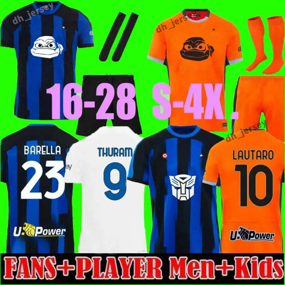 Fani gracz 23 24 Lukaku Lautaro Inters Milans Soccer Jerseys Anniversary Correa Dzeko Barella Skriniar 2023 2024 Brozovic Home Away Football Shirt Men Kids Kit Kids
