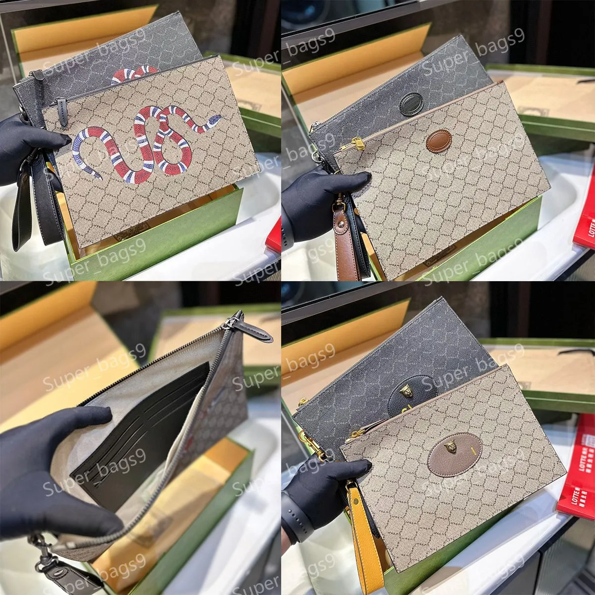 10A Clutch-Taschen für Herren, Designer-Kupplungs-Geldbörse, Geldbörsen, Luxus-Leder, Schlangenleder, Herren- und Damen-Reißverschluss, lange Kartenhalter, Herren-Handtaschen mit hoher Kapazität, Geldtasche