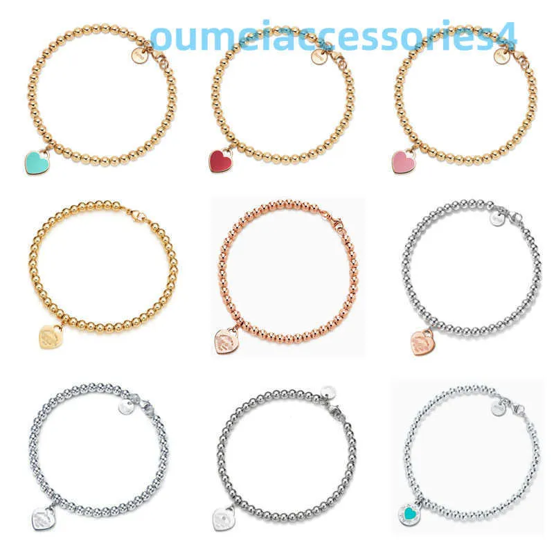 2024 jóias designer marca pulseiras s925 prata esterlina banhado 4mm grânulo redondo coração tihome amor premium sentir pulseira