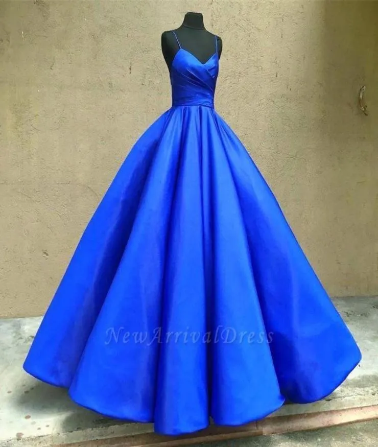 Royal Blue Spaghetti Quinceanera klänningar Backless golvlängd Girls Special Endan Dress Ball Gown Evening Party Gown BC09232300063