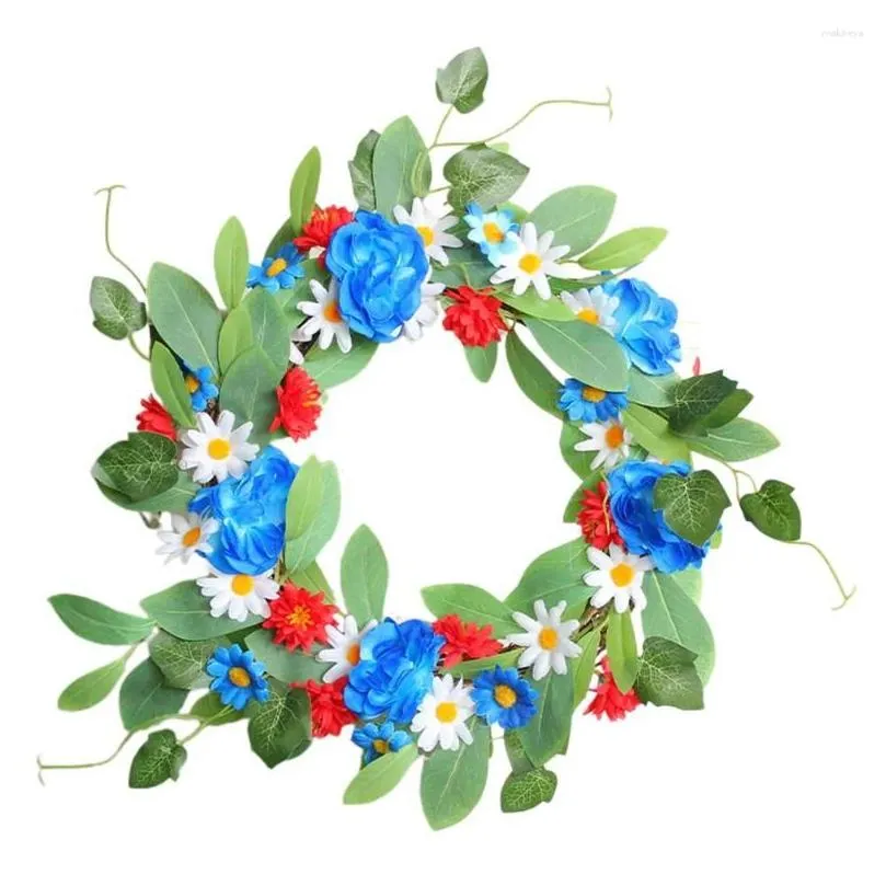 Couronnes de fleurs décoratives couronne de fleurs artificielles marguerite couleur printemps Floral porte d'entrée fenêtre décor livraison directe maison jardin Festi Ot15R