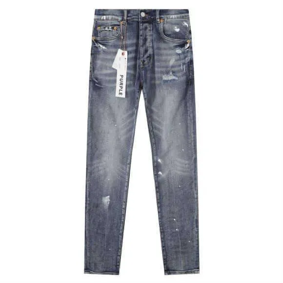 Jeans di marca viola da uomo in difficoltà nuovi pantaloni da uomo alla moda personalizzati leggings elasticizzati slim fit