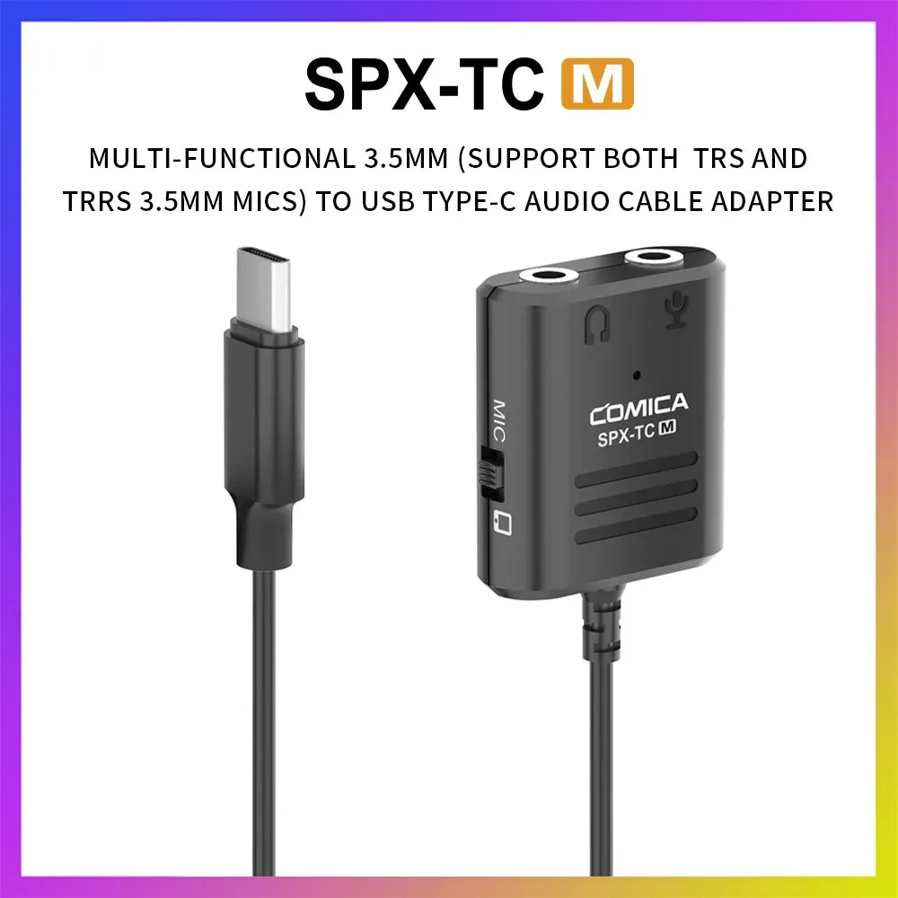 Accessoires Comica Spxtc 3,5 mm (trs/trrs) vers Typec double prise jack câble adaptateur audio pour microphone pour smartphone Android Huawei Xiaomi