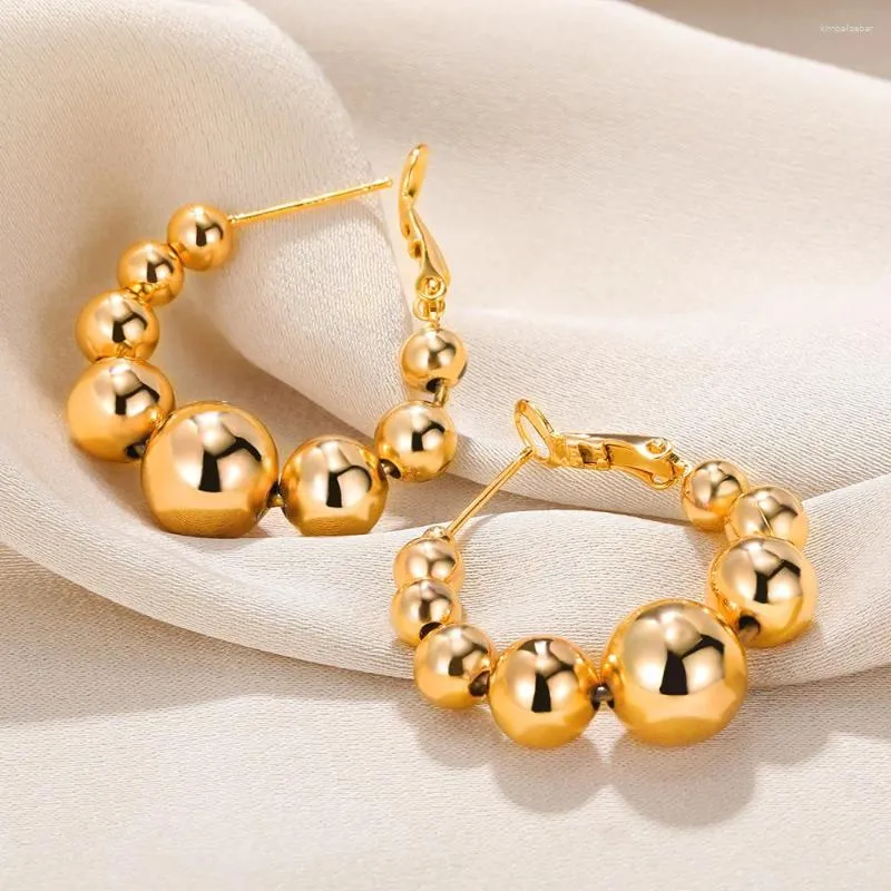Orecchini a bottone color oro perline tonde a cerchio per le donne Cerchio semplice palla accessori moda femminile gioielli prevengono le allergie