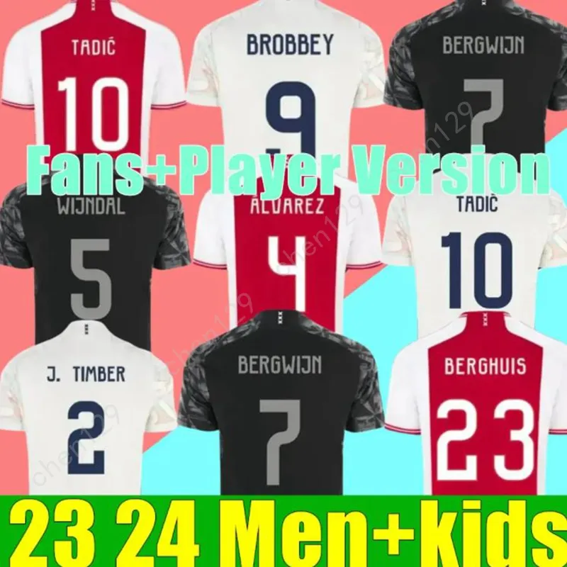 23 24 Tadic Soccer Jerseys Bassey Berghuis Third Black Kit Klaassen Bergwijn Marley 2023 2024 Shirts de football à l'extérieur Men Uniforms Kids Cruyff 9 Jersey de football
