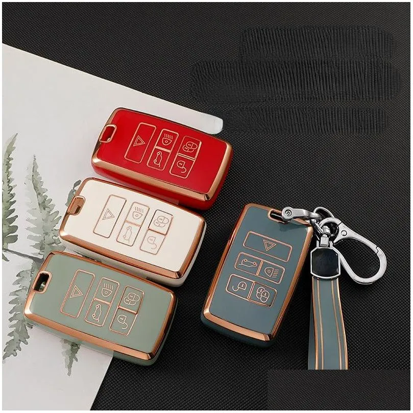 Car Key Plating Tpu Car Key Case Er Ring For Land R Range Disery 5 Sport Jaguar Xe Xf Xj F E-Pace F-Pace Accessories Drop Delivery Aut Dhjqi