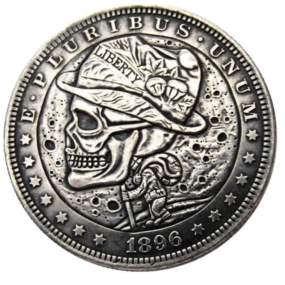 HB12 Hobo Morgan Dollar Skull zombie szkielet kopia monety mosiężne ozdoby rzemieślnicze