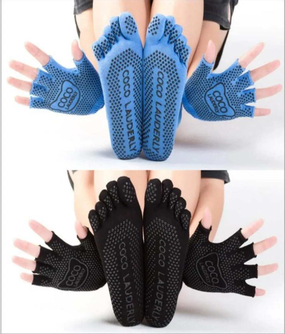 yoga socks and gloves set women Girls pilates socks Massage Five Toe fitness crossfit sport socks3995650