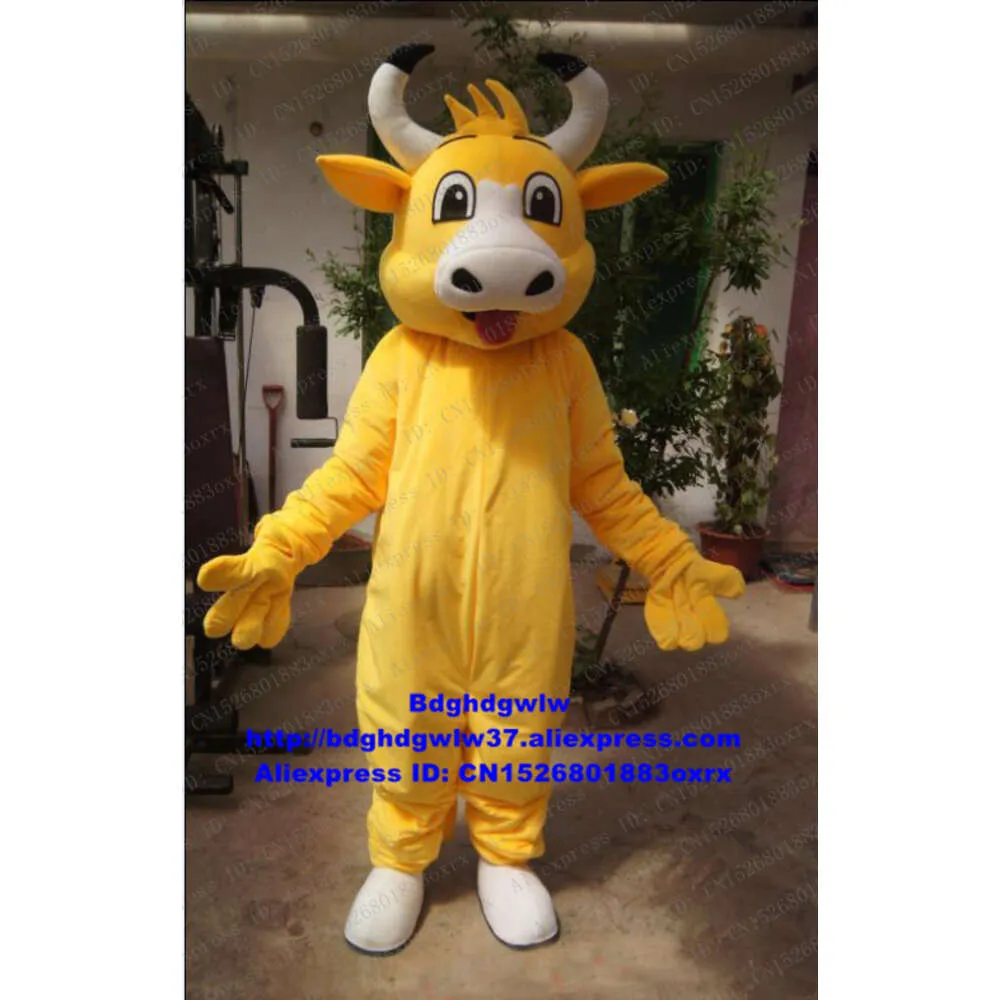 Mascot Costumes Yellow Kerbau Buffalo Bison Ox Bull Cow Cow Calf Calf Mascot Costume Dorosła Charakter Sports Carnival Pamięci pamiątka ZX1604