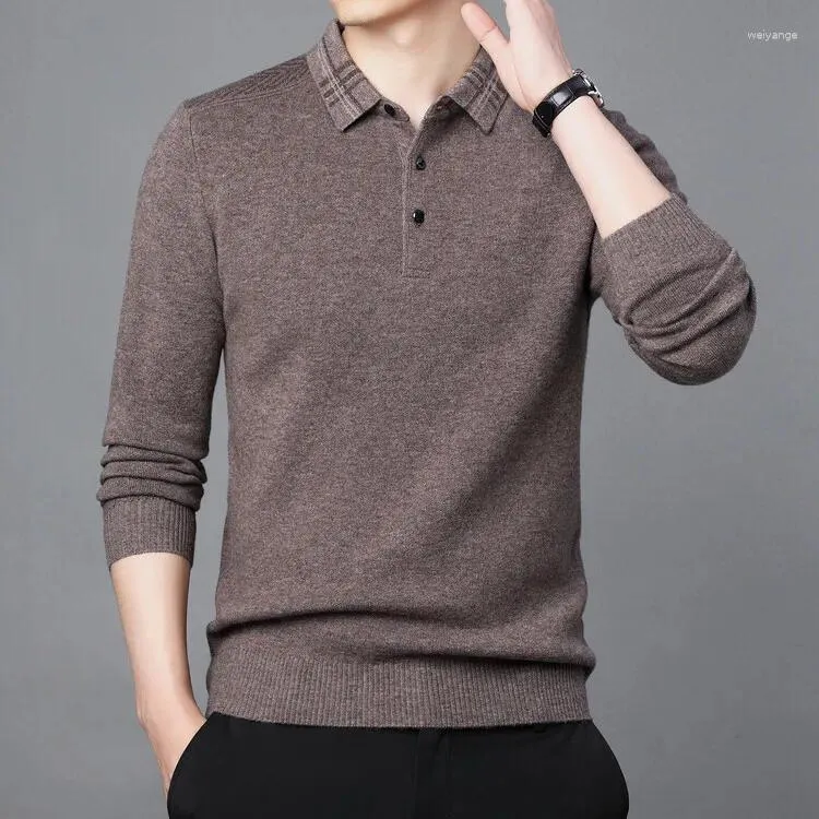 Men's Sweaters Sheep Wool Men 2024 Autumn Winter Pure Turn-down Collar Warm Jumpers