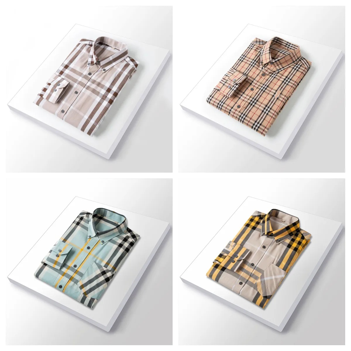デザイナーメンズとレディースシャツカジュアルスリムフィットシルクTシャツ長袖シャツカジュアルデザイン格子縞のカラーメンズシャツM-3XL 11