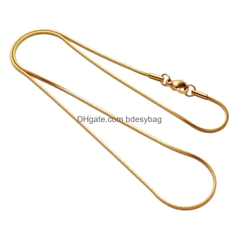 Catene 1.2Mm Collegamento in osso di serpente in acciaio inossidabile per collane con ciondolo Moda Donna Bambini Festa in oro Colore Gioielli Pendenti con consegna a goccia Dhwub