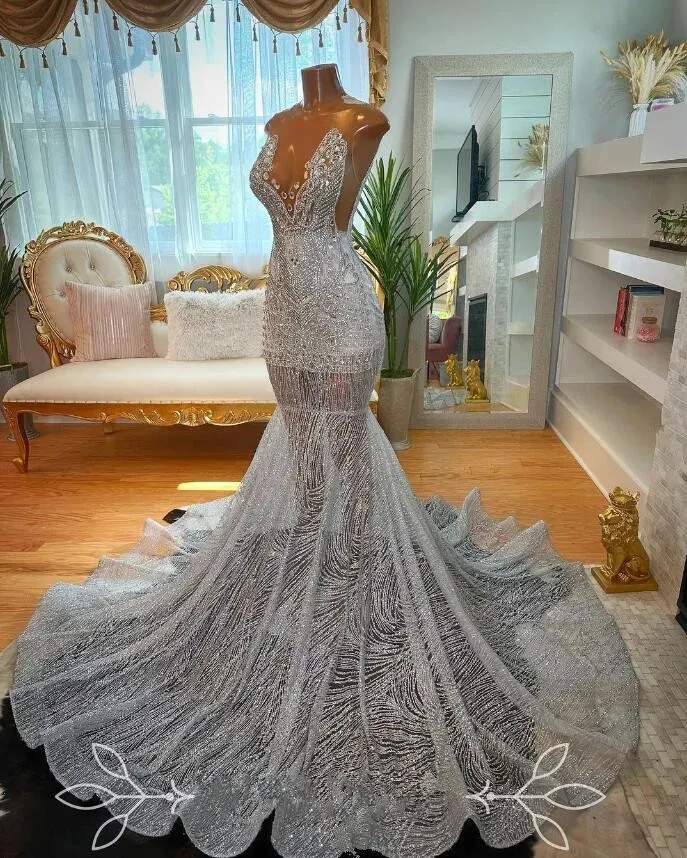 Prom voor Sier Jurk Afrikaanse Vrouwen Sparkly Diamond Crystal Gillter Zwart Meisje Verjaardag Jurk Vestidos De Gala