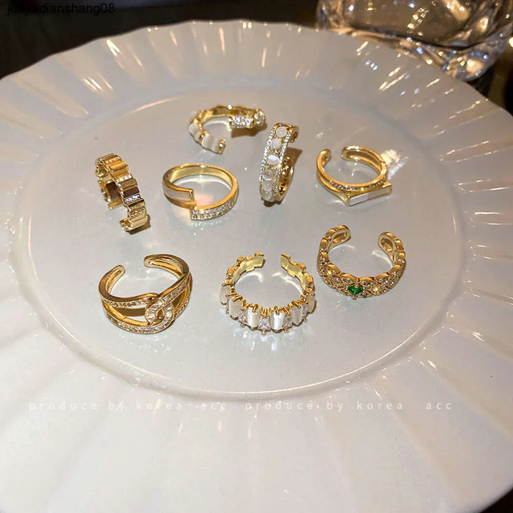 Корейское легкое роскошное открытое кольцо с цирконом высокого качества, популярное модное трендовое кольцо, кольцо на указательный палец, новое индивидуальное изделие ручной работы