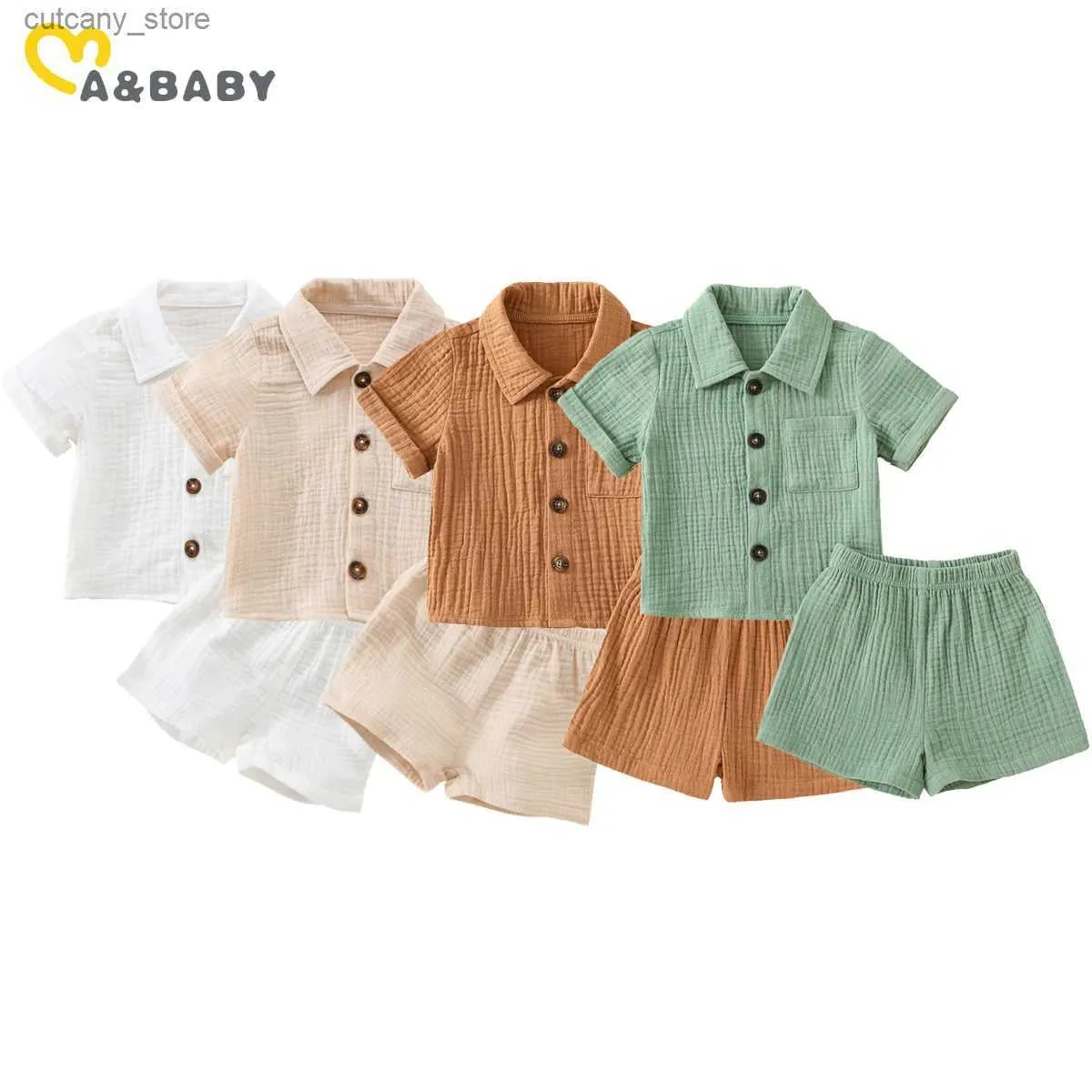 Tシャツma baby 0-3y幼児新生幼児の男の子の服セットボタンシャツトップショーツカジュアル夏の服L240311