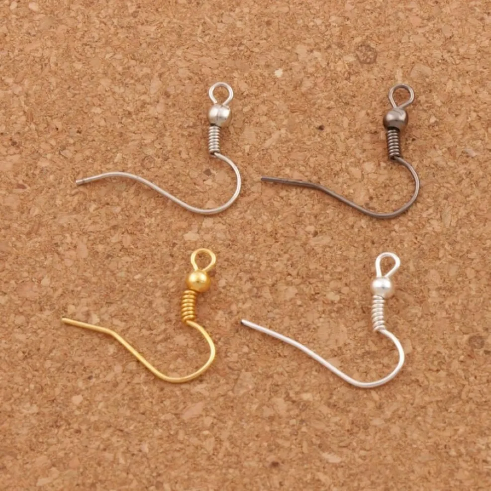 4Colors Copper Fish Clasps & Hooks 15mm 200pcs lot Polish Ear Earring Finding French Fishwire L3107281g