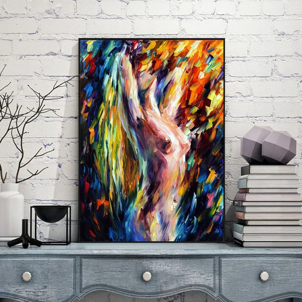 Body Art Nude Girl Women Modern Pictures Palette LNIFE Print Oil Painting for Bedroom Living Room Home Wall Decor No Frame225Z