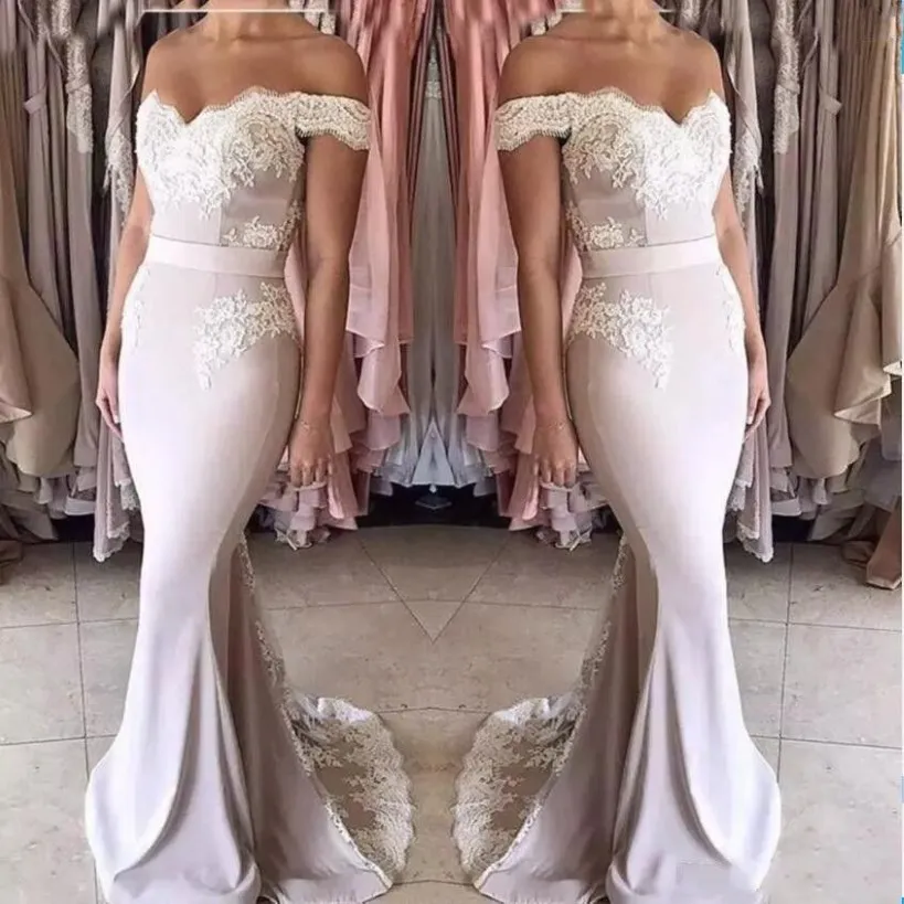 Mermaid Bridesmaid Dresses Long Off-shoulder Zipper Back Formal Wedding Party Gowns Off Shoulder Girls Junior Maid Of Honor Dress 152y