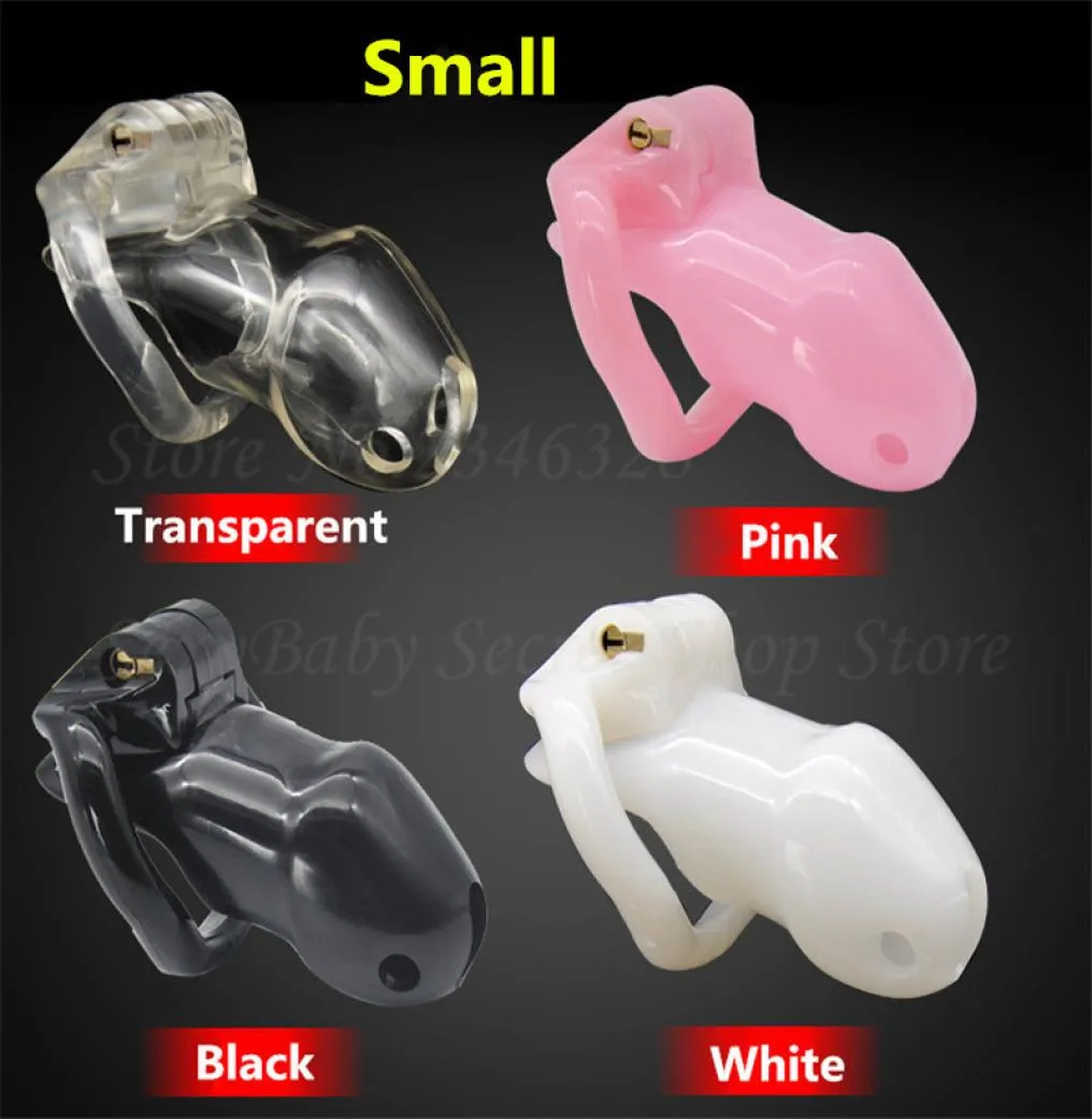 New Small Size Device Lockable Cock Cage Resin Belt Sex Product with 4 Size Penis Rings Sex Toys For Men Y18928046846081
