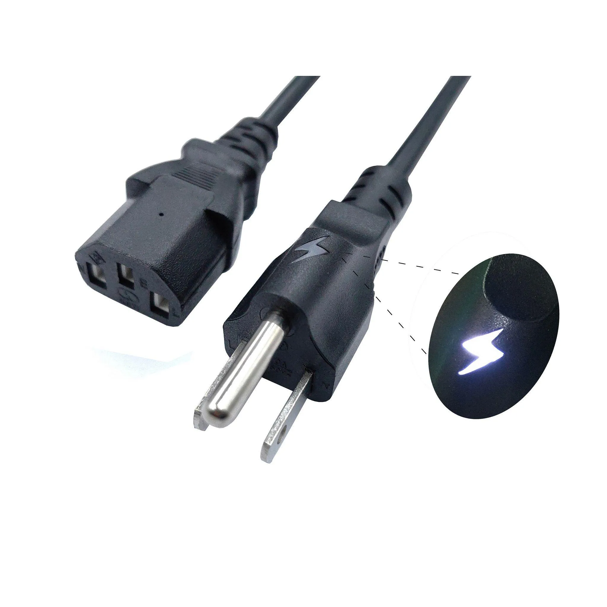 Computer Cables Connectors 5Ft 1.5M Breathing Light Indication Us Power Cord 10A 125V 18Awg Black Replacement C13 3 Prong Ac For Elect Otixp