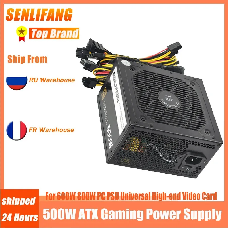 ATX 24PIN 12V PSU مع 12 سم Balling Fan PSU SLF500 للكمبيوتر الشخصي 500W 600W 800W ضوضاء منخفضة SLF 500W مزود طاقة الكمبيوتر 240307