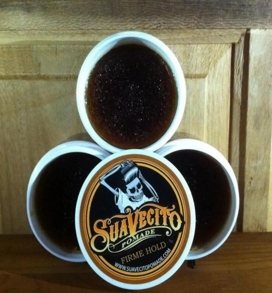 Suavecito Pomade Hair Gel Style Firm Hold Pomades vaxar starka återställningar av gamla sätt Big Skeleton Hair Slicked Back Oil Wax Mud2985617