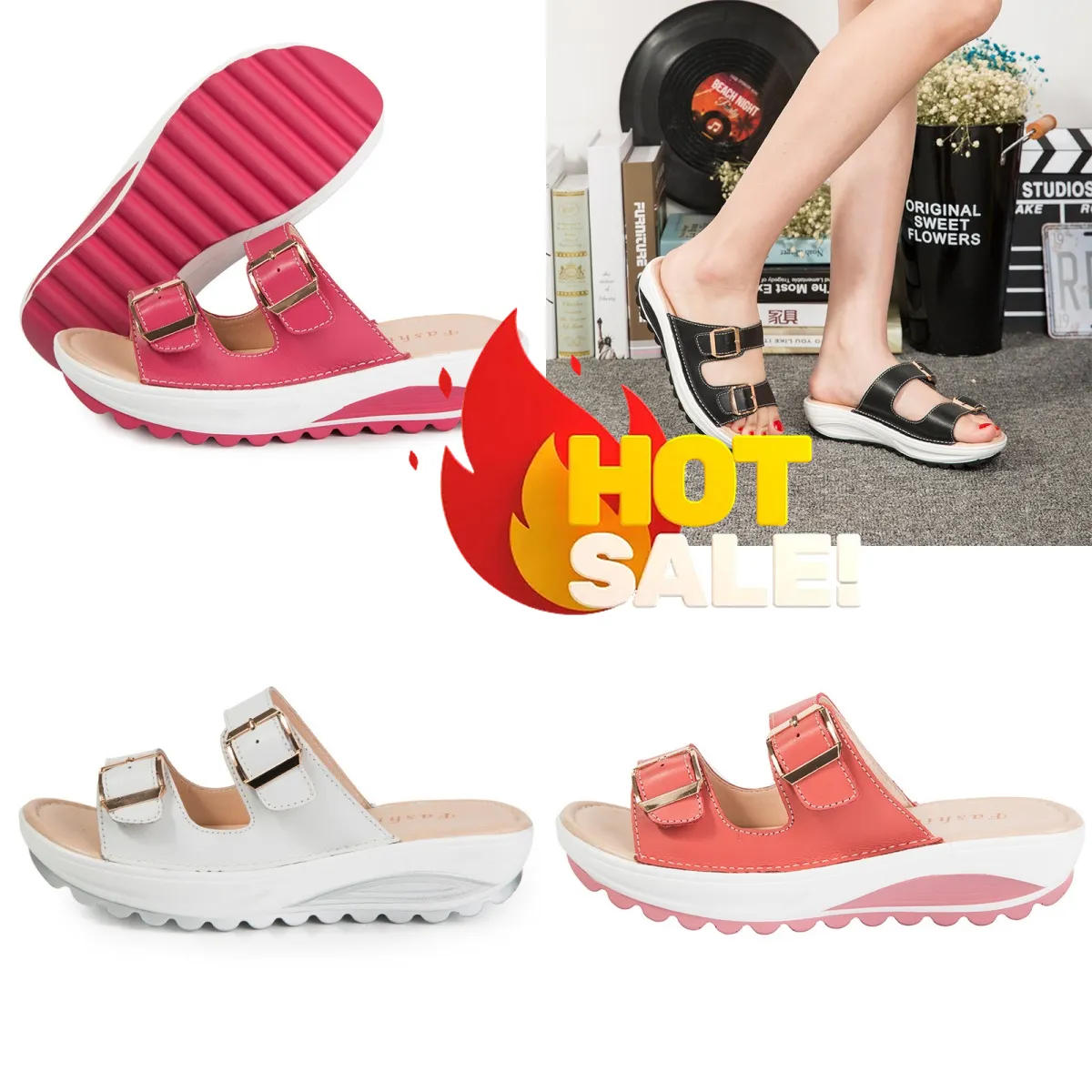 2024 Gai Designer Slipper Slides Fashion Macaron Sandals Ladies Summer Beach Flip Flops Slippers tofflor Sandal Storlek 35-42 Lågt pris