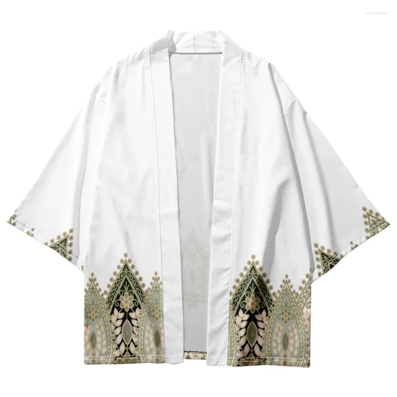 Roupas étnicas Cardigan Homens Camisas Yukata Haori Plus Size Branco Moda Praia Japonês Kimono Mulheres 4XL 5XL 6XL