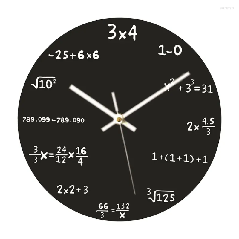 Orologi da parete Orologio matematico con espressioni matematiche Silenzioso in legno per l'arredamento dell'aula, dell'home office, regalo divertente