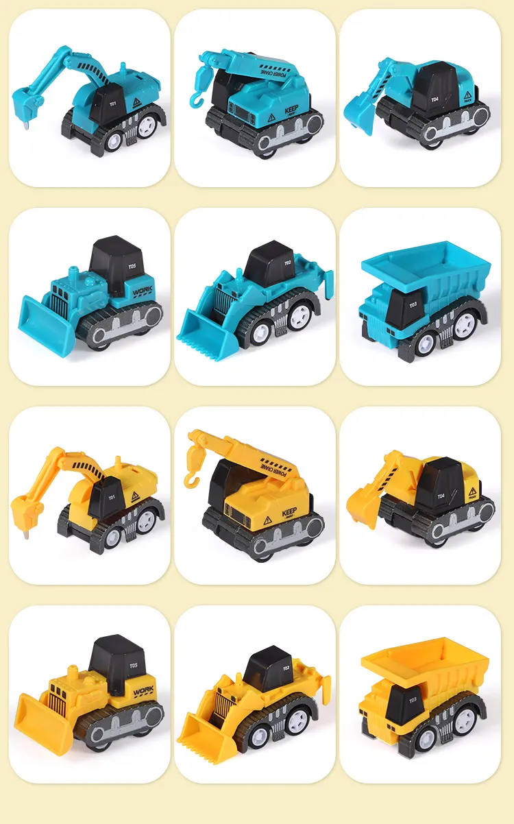 Truck Model Build Toys 6st Plastic Model Car Eloy Toys Miniature Model Vehicle Model Excavator 3D Model Scenery Car Race Car Model Christmas Gift Build Model Car