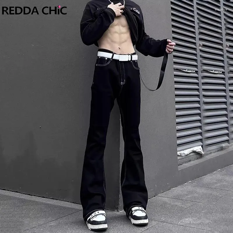 DHgate.com:Mens Wax Coated Black Flare Jeans, Slim Fit
