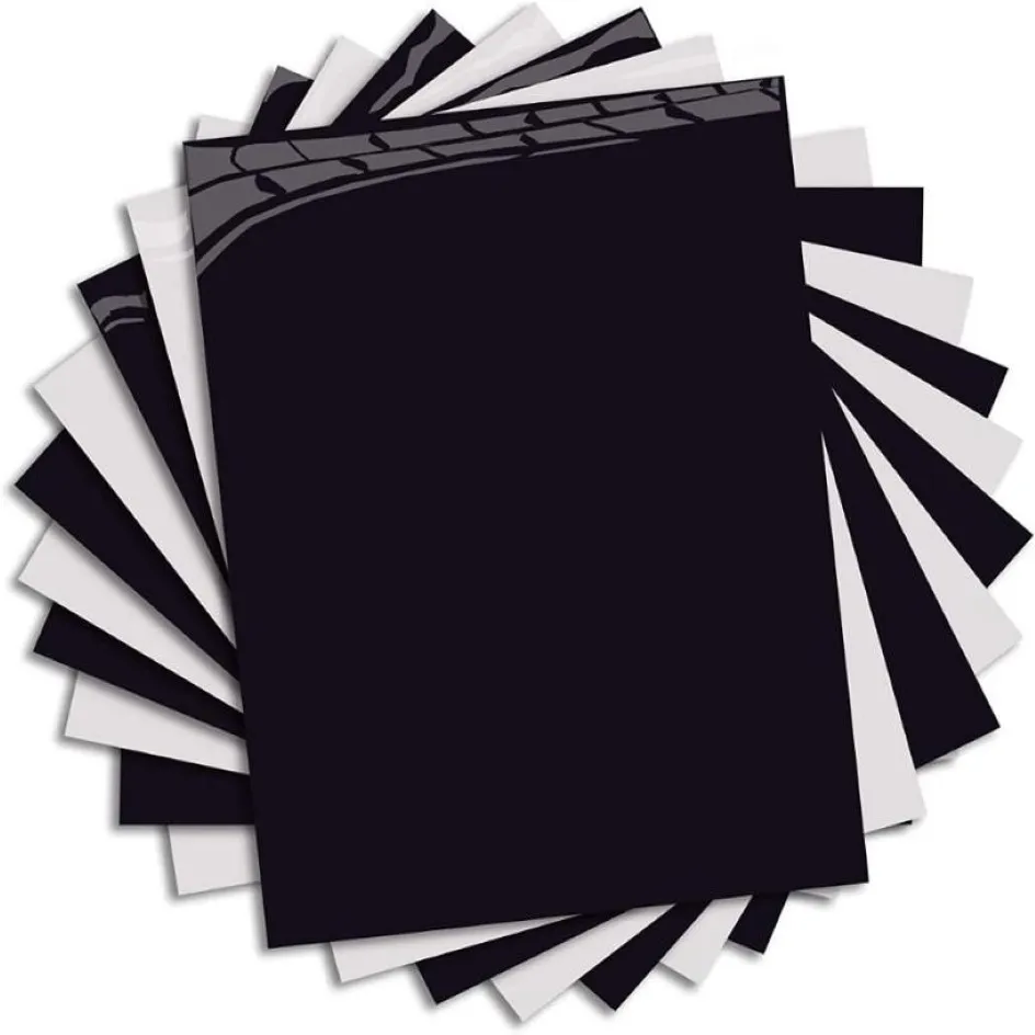 HTV à transfert de chaleur en noir et blanc, Pack de démarrage 10X20 feuilles pour t-shirts, vêtements de sport, autocollants de fenêtre 297C