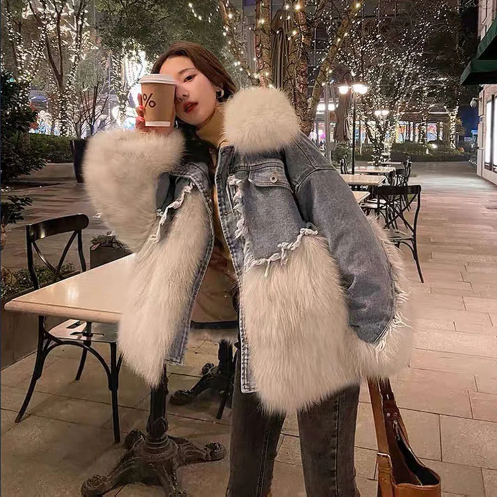 Cappotto di pelliccia Gaoding Haining Autunno e inverno Nuovo design dei capelli di volpe Senso Industria pesante Luce Lusso Celebrità Stile cowboy Superare le donne 3990