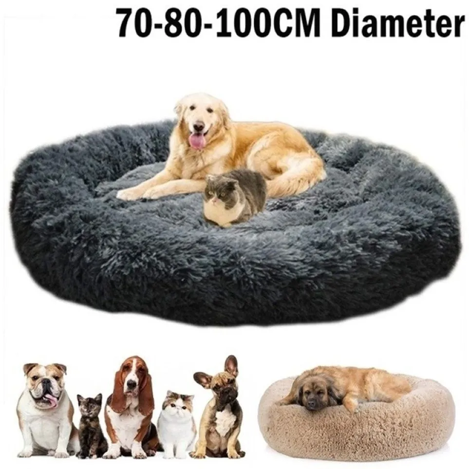 Lits ronds et longs pour chiens en peluche, pour grands chiens, produits pour animaux de compagnie, coussin Super doux, moelleux et confortable, tapis pour chat, fournitures, accessoires 2011252288