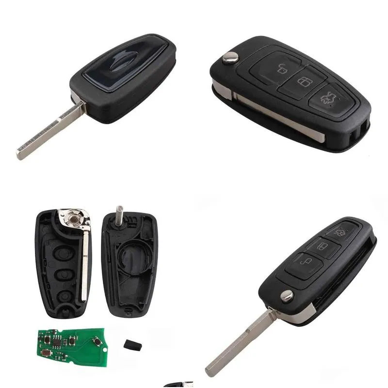 Autosleutel 3 Knoppen Id63 Chip 433315Mhz Opvouwbare Keyless Entry Fob Voor Ford Focus Fiesta Complete Afstandsbediening Vraag signaal48987448110071 Otou4