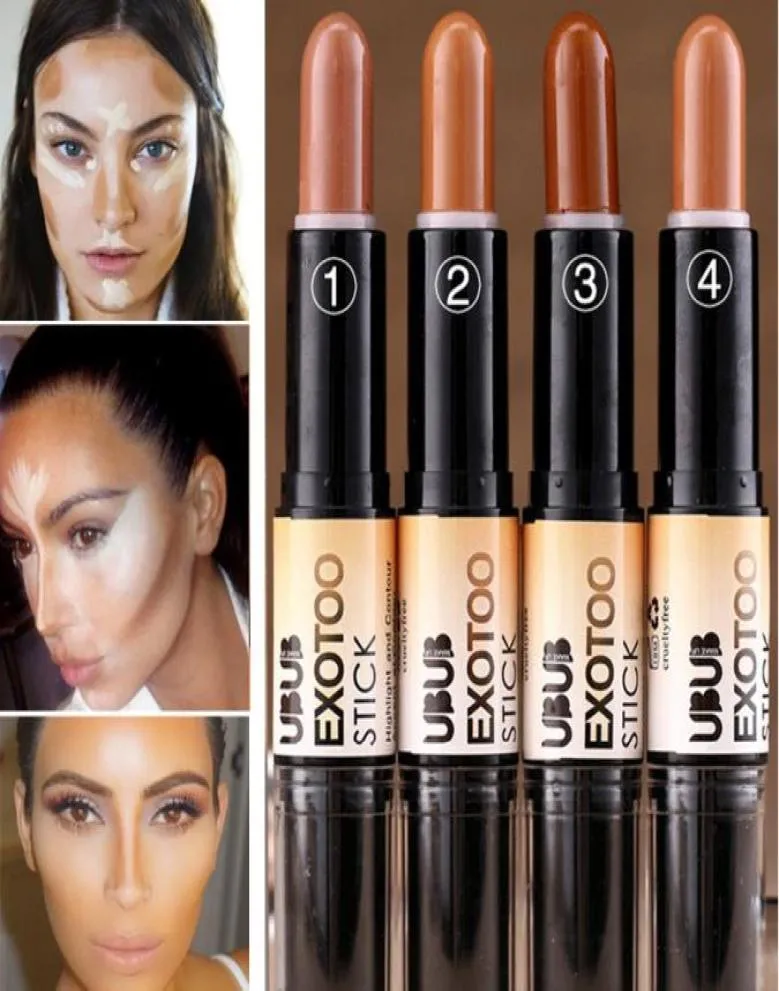 Hela makeup högkvalitativ dubbel slutad färgkorrigerare concealer Dark Hud Bronzer Highlighter Glow Stick Contouring Makeup2984975