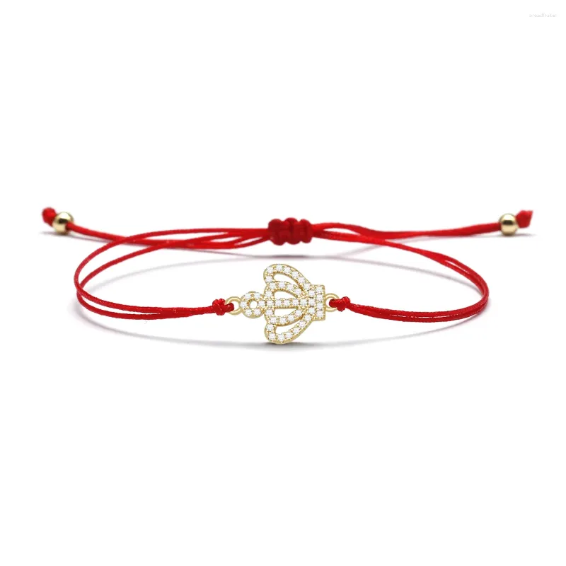 Charm Bracelets 2 Color Available Luxury Cute Crown Bracelet For Women Black & Red Rope Chain Braided String Bangle Wholesale Jewelry