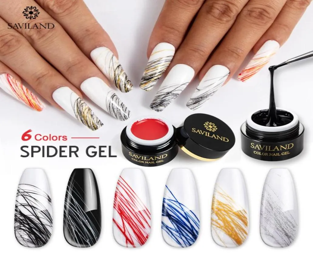 Saviland spindeltråd ritning nagel gel lack målning gel lack dra av siden potherapi nagelkonst polska2395509