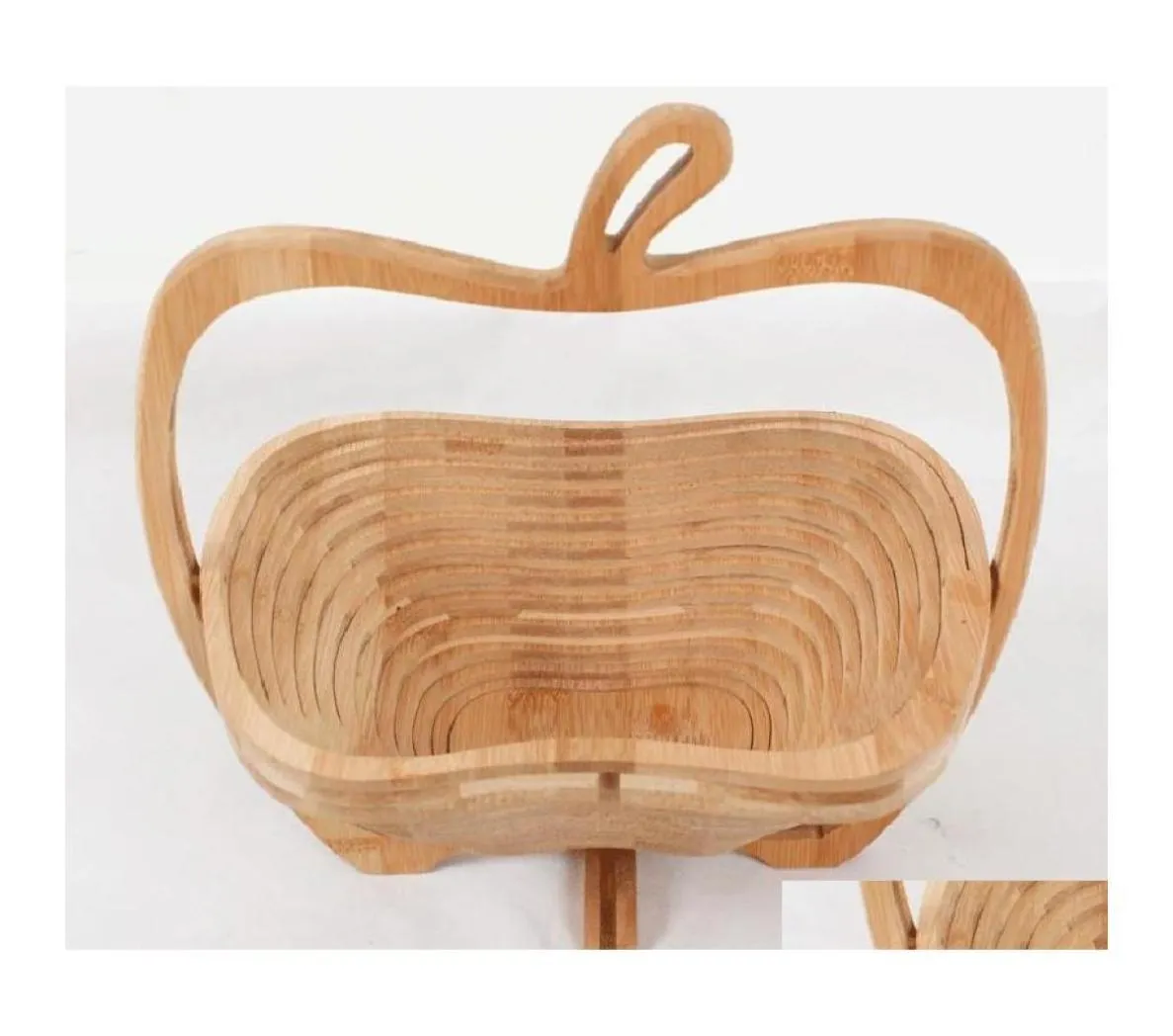 Cestini portaoggetti Cestino per verdure in legno con manico a forma di mela Frutta pieghevole Eco friendly Skep Fashion Alta qualità 16Ad B Drop D6529534