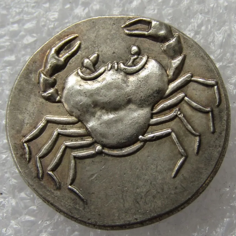 G35 Древнегреческая серебряная ремесленная монета Тетрадрахма из Акрагаса, Сицилия - 450 г. до н.э. Копия монеты целиком312j
