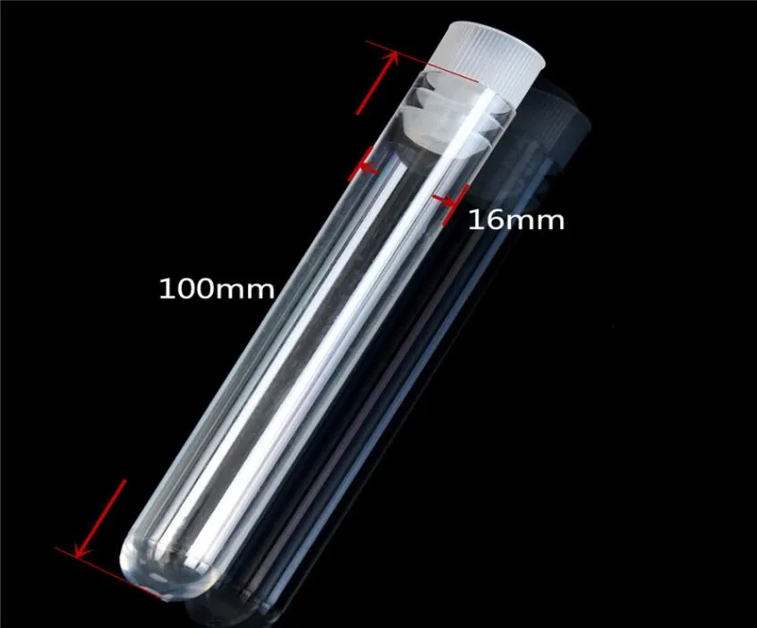 Tube à essai en plastique transparent SAE Fortion entier avec capuchon fond en forme de U long tube à essai transparent fournitures de laboratoire 3 tailles 200 pièces3586535