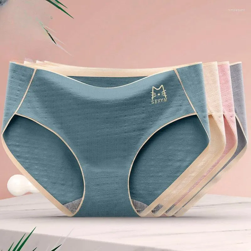 Kadın Panties 2024 Dalgalar için Yumuşak Pamuk Kızlar Katı Özet M-XL Çizgili Külot Seksi İç Çamaşırı