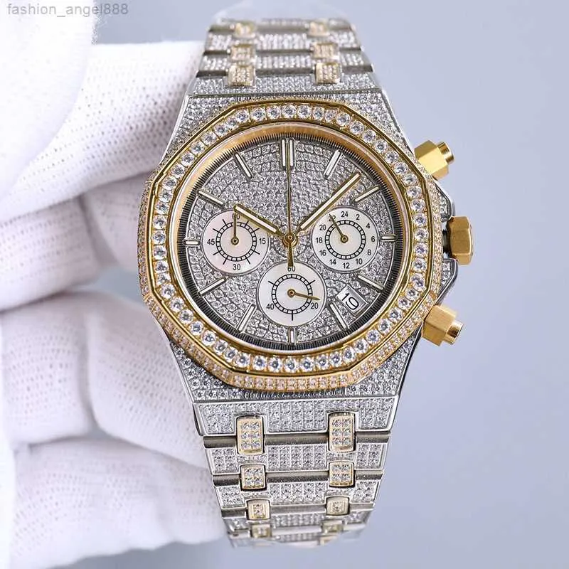 Montre pour homme Mouvement à quartz automatique Montres 40 mm Mode de luxe Saphir Acier inoxydable Bracelet en diamant Classique Montre-bracelet à 3 cercles Montre De Luxe