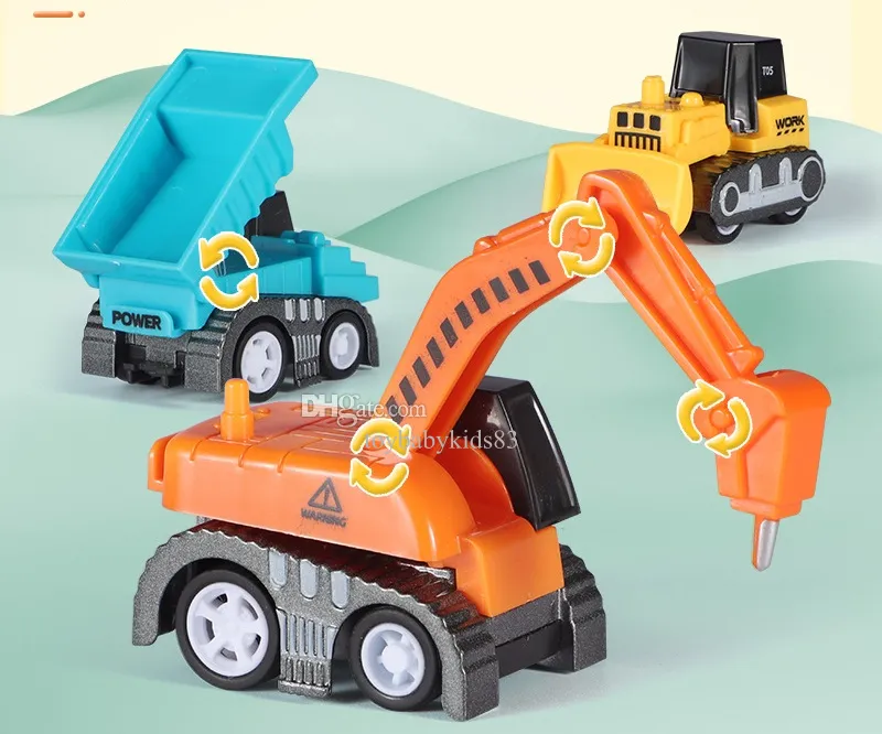 Modello giocattolo modello di auto 6 pezzi modello di auto blocco giocattoli in lega camion ingegneria modello di veicolo escavatore gru simulazione auto cartone animato auto giocattolo regalo di Natale modello di costruzione