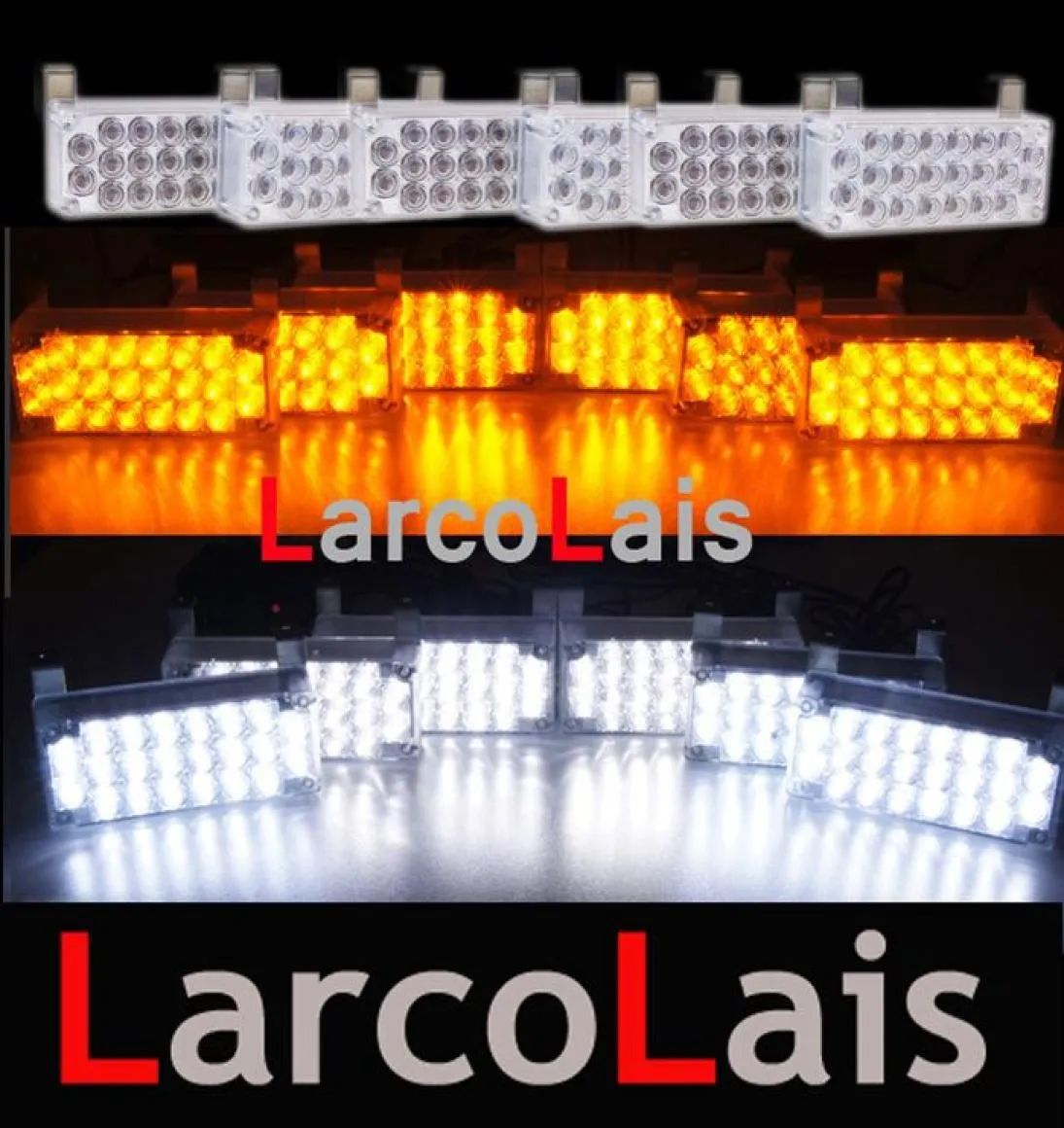 Larcolais 6x22 LED Strobe Lights Fire Flashing Blinking Emergency Recovery Security Light Amber White6361450