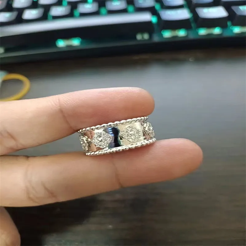 Nieuwe mode moissanite ring zoete klaver dames designer ring heren luxe designer ringen vergulde zilveren sieraden bague groothandel gratis verzending artikelen zl169 F4