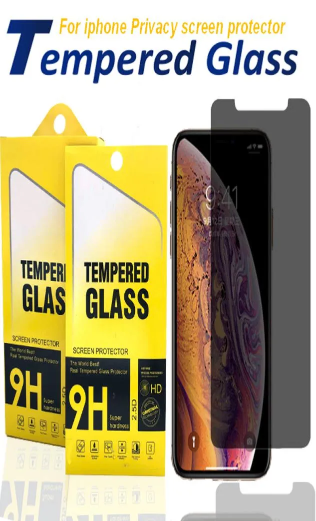 Privacy Screenprotector voor iPhone 13 12 11 Pro Xs Max X XR 7 8 gehard glas Samsung J7 J5 met papierdoos9481172