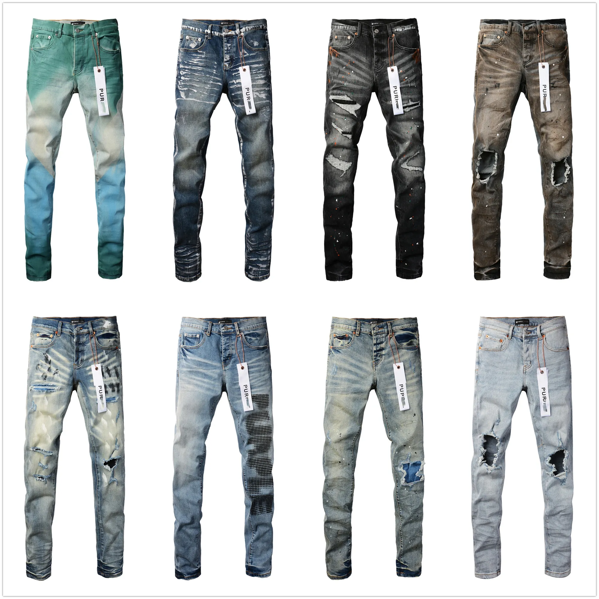 Lila Jeans, Designer-Jeans für Herren, hochwertige Mode, Herren-Jeans, cooler Stil, Designer-Hose, zerrissene Biker-Jeans, schwarz, blaue Jeans, schmale Passform, R1