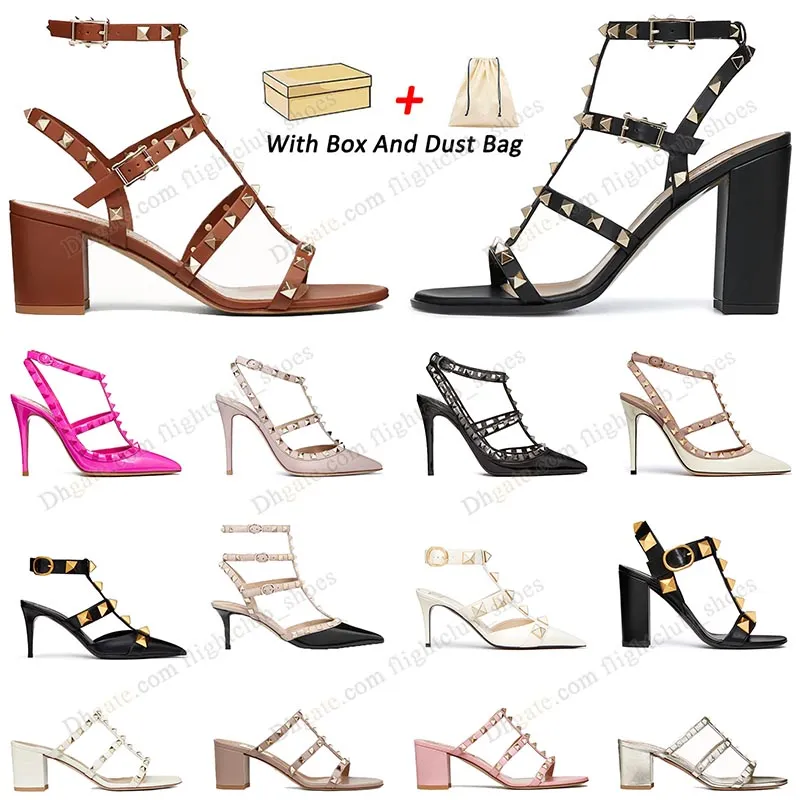 slingback hak designer hakken dames rockstud jurk schoen kitten pompen zwarte sliver valentijnskaarten hoge hak 6cm 8cm 10cm luxe ronde puntige tenen platform sandalen