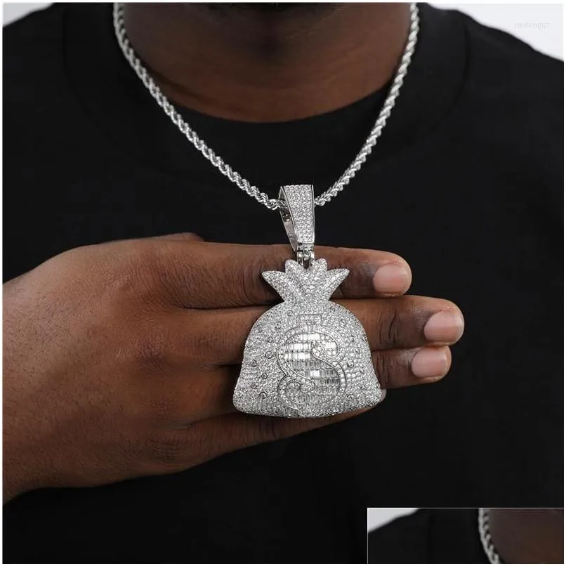 Kettingen Hip Hop Rap Goud Kleur Amerikaanse Dollar Geld Tas Hanger Ketting Ketting Accessoires Hiphop Voor Vrouwen/Mannen Bling sieraden Drop Levering